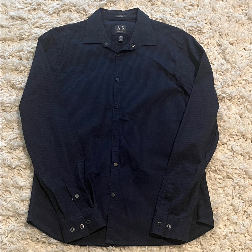 Armani Exchange Men's Dark Blue Dress Shirt